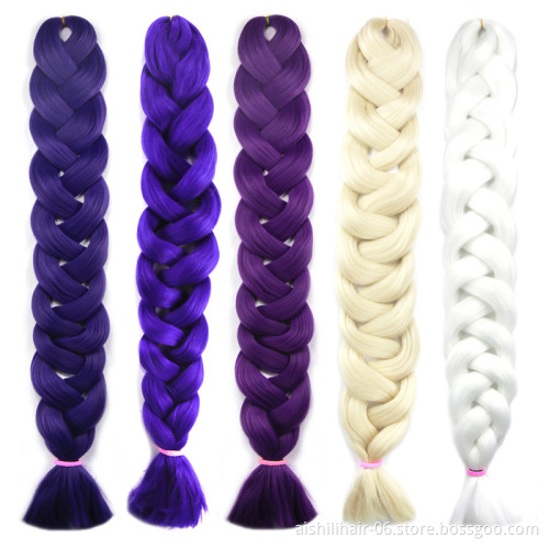 Low temperature synthetic fiber 165g 82 Inches Crochet Pre Stretched Braid Hair Extension Synthetic braid Hair  Wholesale